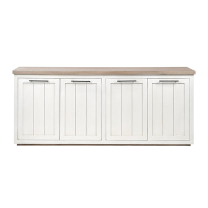 73" Brown and White Solid Wood Sideboard with Four Doors