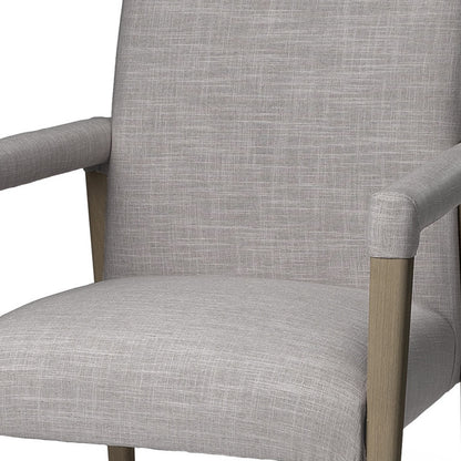 Gray And Brown Upholstered Fabric King Louis Back Dining Arm Chair