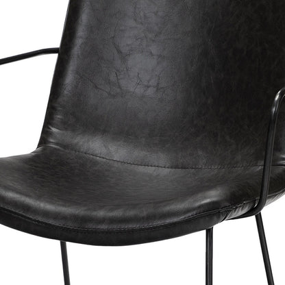 Black Upholstered Faux Leather Dining Arm Chair