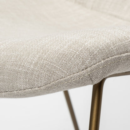 Cream And Gold Upholstered Fabric Dining Arm Chair