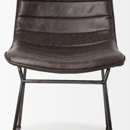 Set Of Two Black Upholstered Faux leather Side Chairs