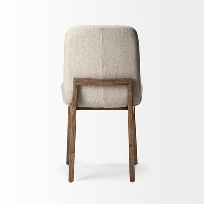 Cream And Brown Upholstered Fabric Dining Side Chair