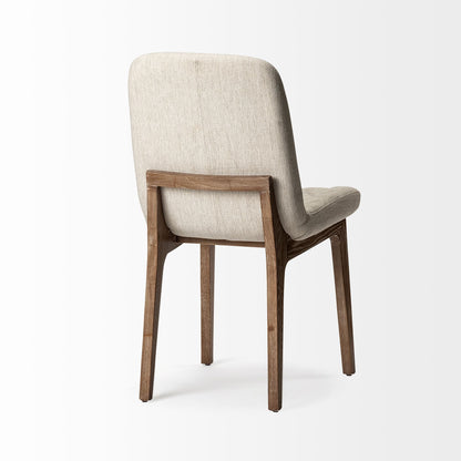 Cream And Brown Upholstered Fabric Dining Side Chair