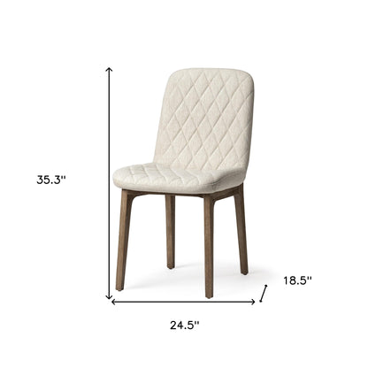 Cream And Brown Upholstered Fabric Dining Side Chair