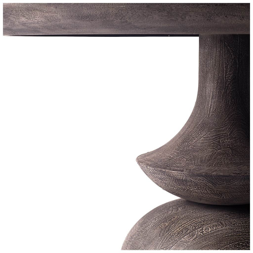 60" Gray Rounded Solid Wood Pedestal Base Dining Table