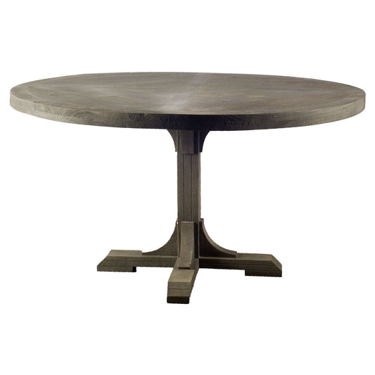 54" Brown Rounded Solid Wood Pedestal Base Dining Table