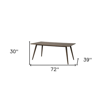 72" Dark Brown Solid Wood Dining Table