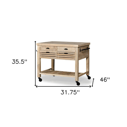 Modern Farmhouse Rolling Kitchen Island Or Bar Cart