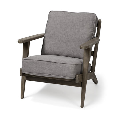 31" Gray And Brown Fabric Lounge Chair