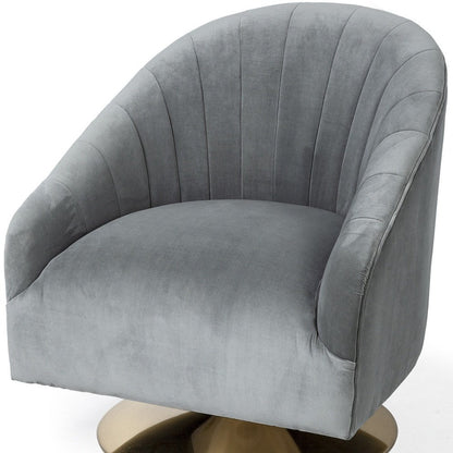 29" Gray and Copper Velvet Lounge Chair