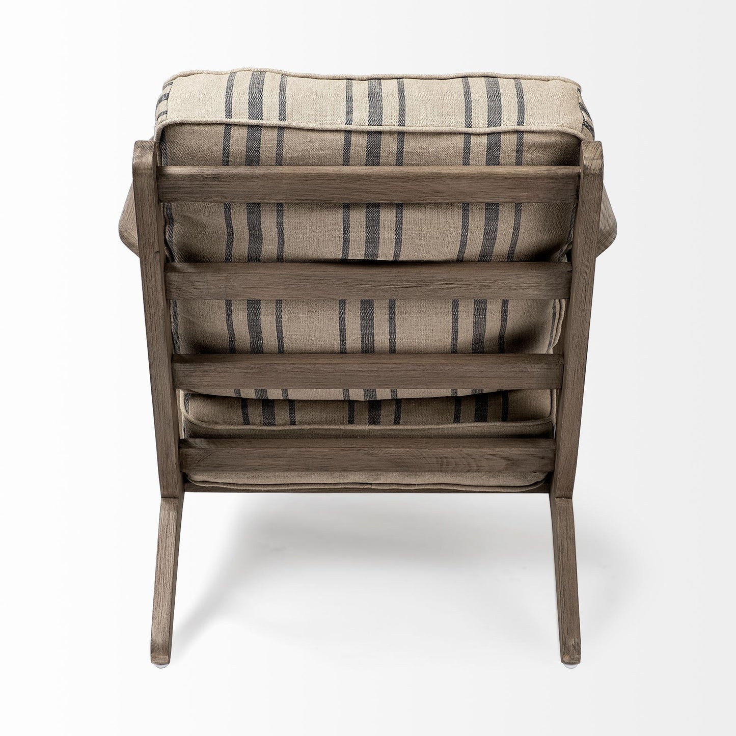 31" Beige and Gray And Brown Fabric Striped Lounge Chair