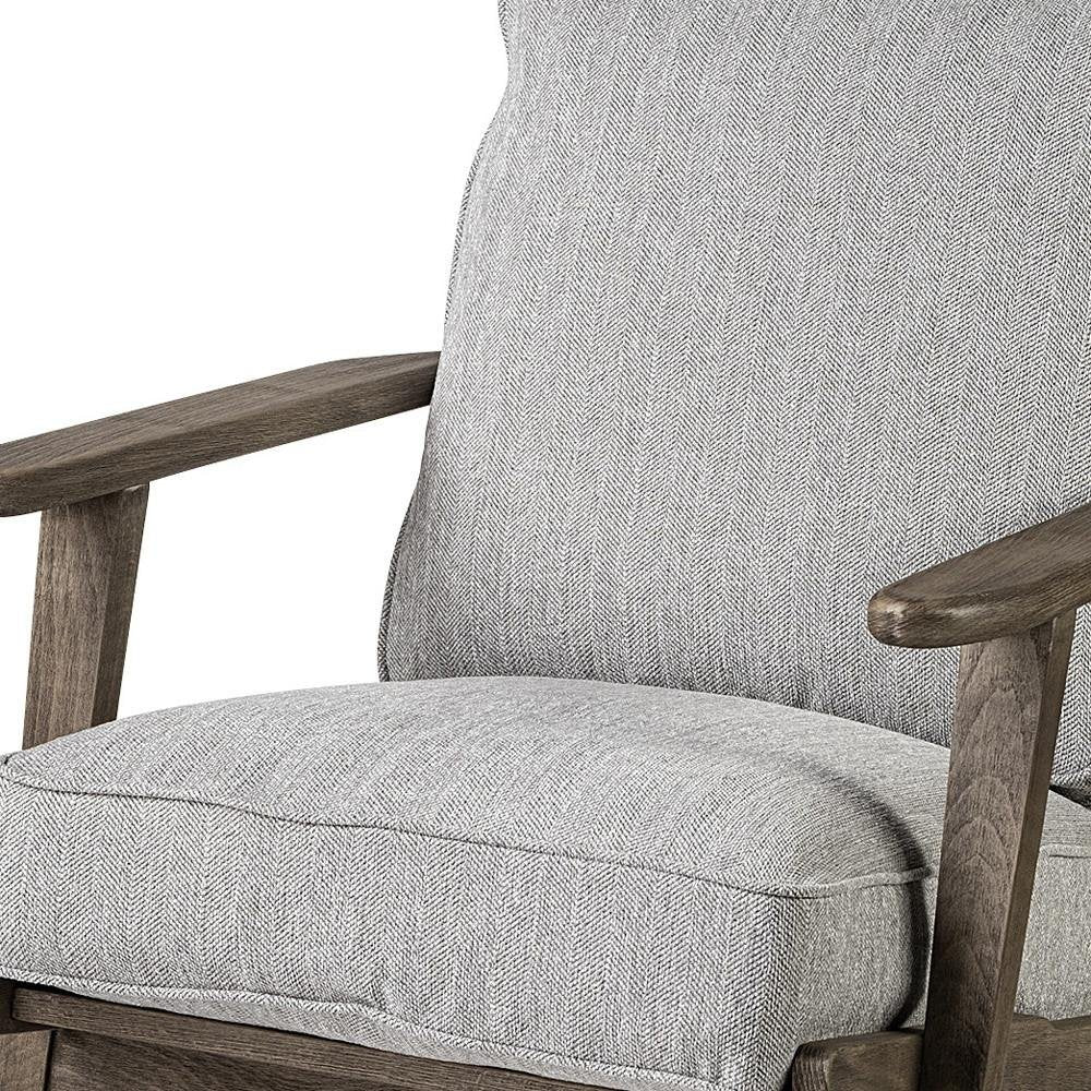 31" Light Gray and Brown Fabric Lounge Chair
