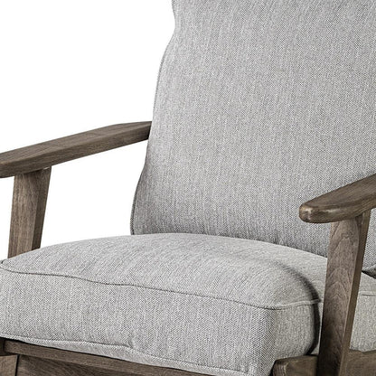 31" Light Gray and Brown Fabric Lounge Chair