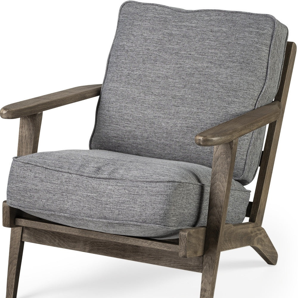 31" Gray And Brown Fabric Lounge Chair