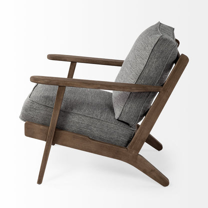 31" Gray and Brown Fabric Lounge Chair