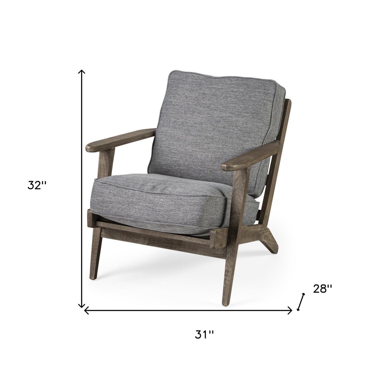 31" Gray And Brown Fabric Lounge Chair