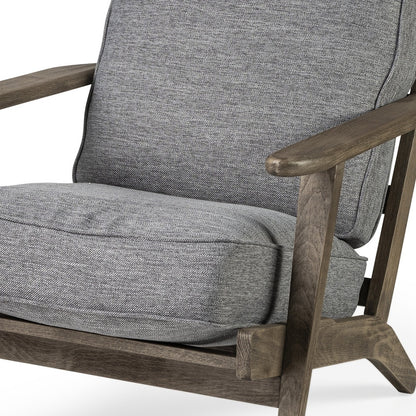 31" Gray and Brown Fabric Lounge Chair