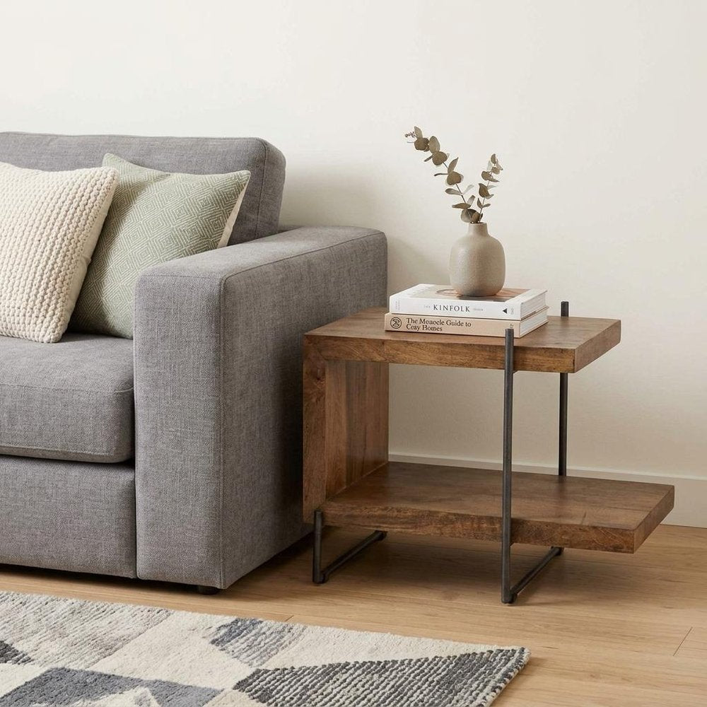 22" Brown Solid Wood Square End Table