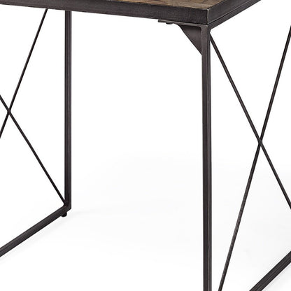 23" Brown Solid Wood Square End Table