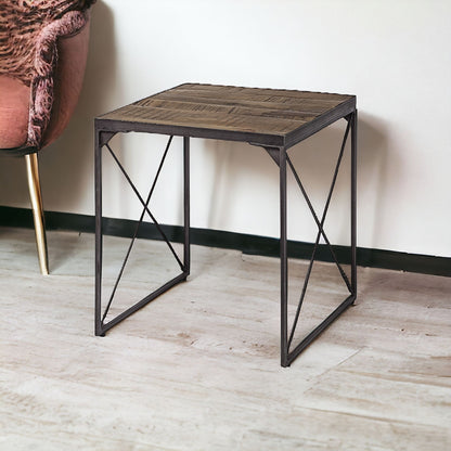 23" Brown Solid Wood Square End Table