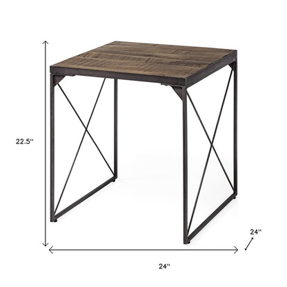 23" Brown Solid Wood Square End Table
