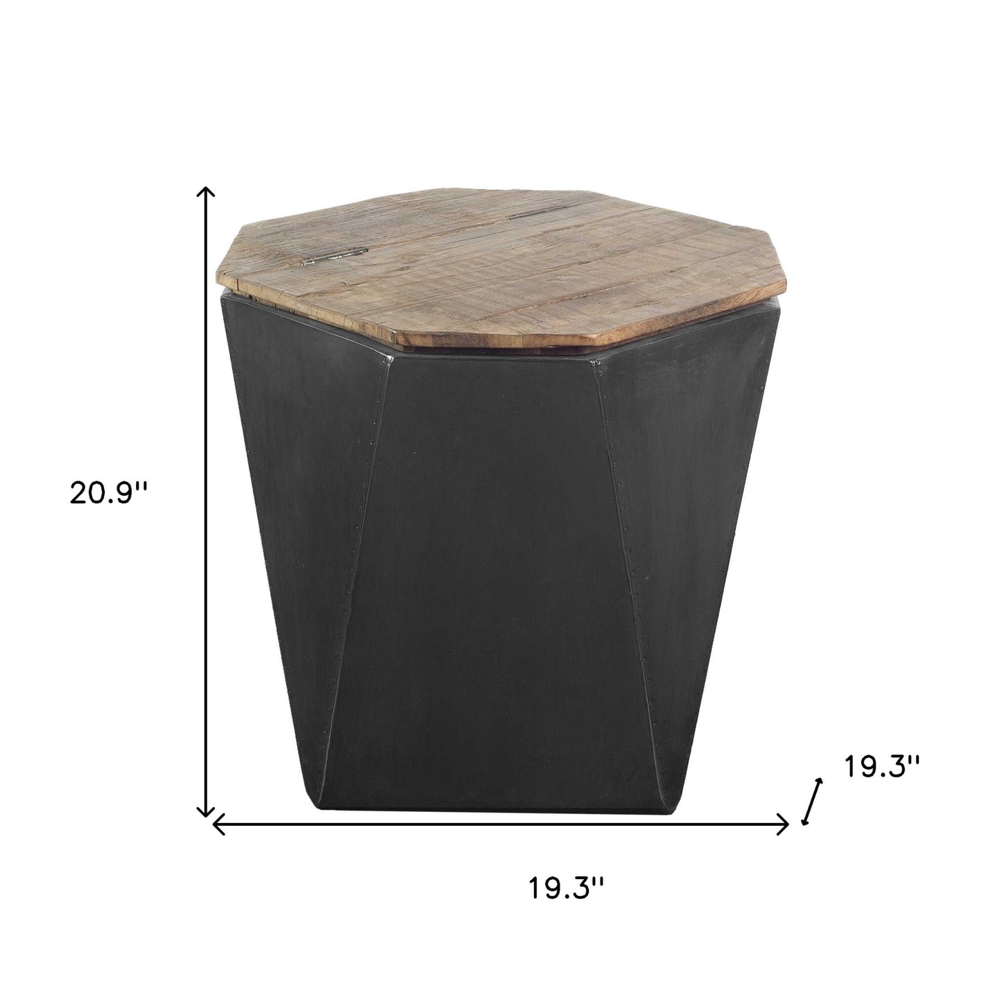 21" Black Solid Wood End Table