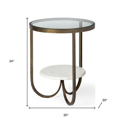 24" White Glass Round End Table