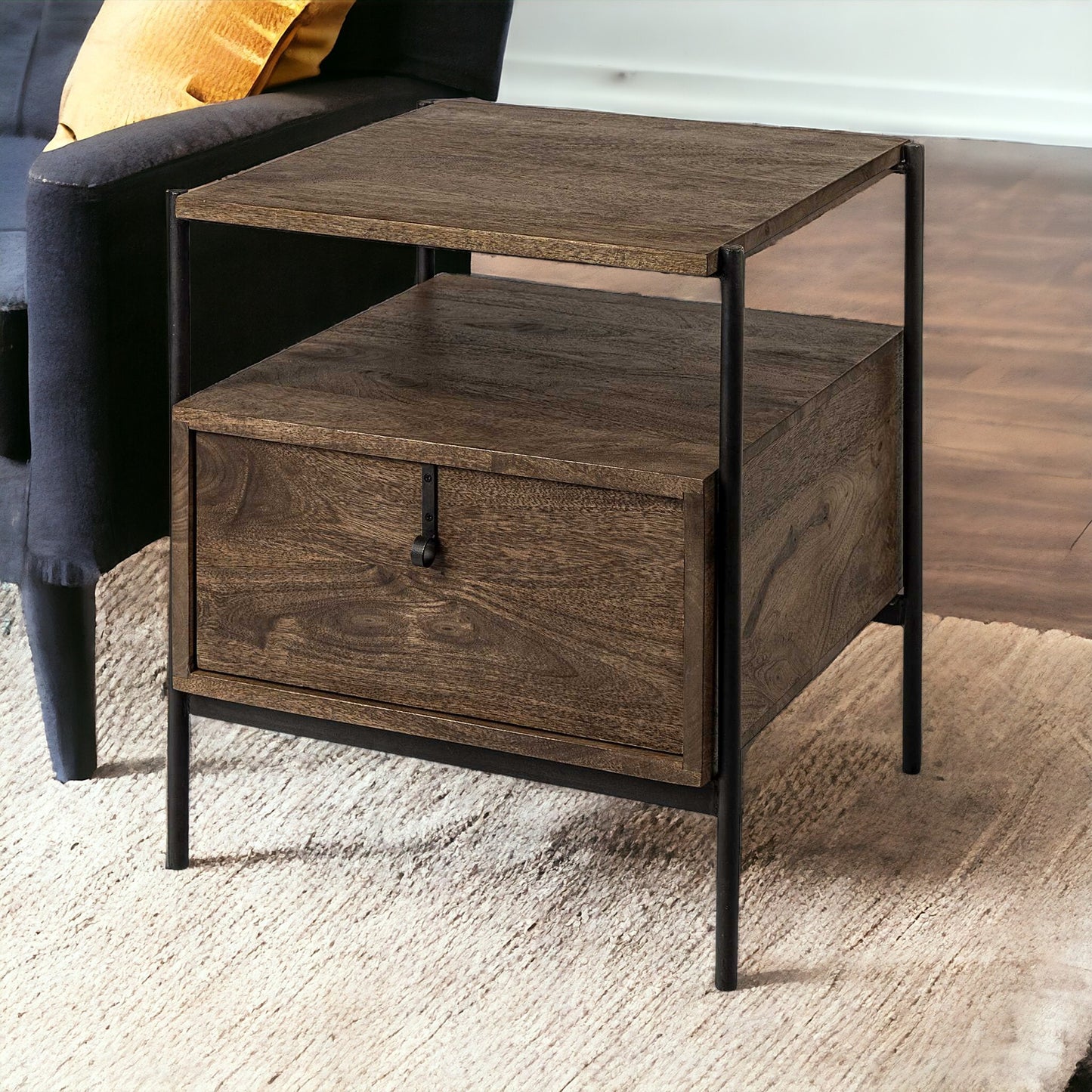 24" Brown Solid Wood Square End Table