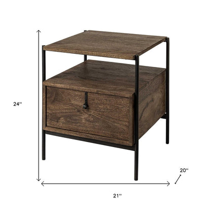 24" Brown Solid Wood Square End Table