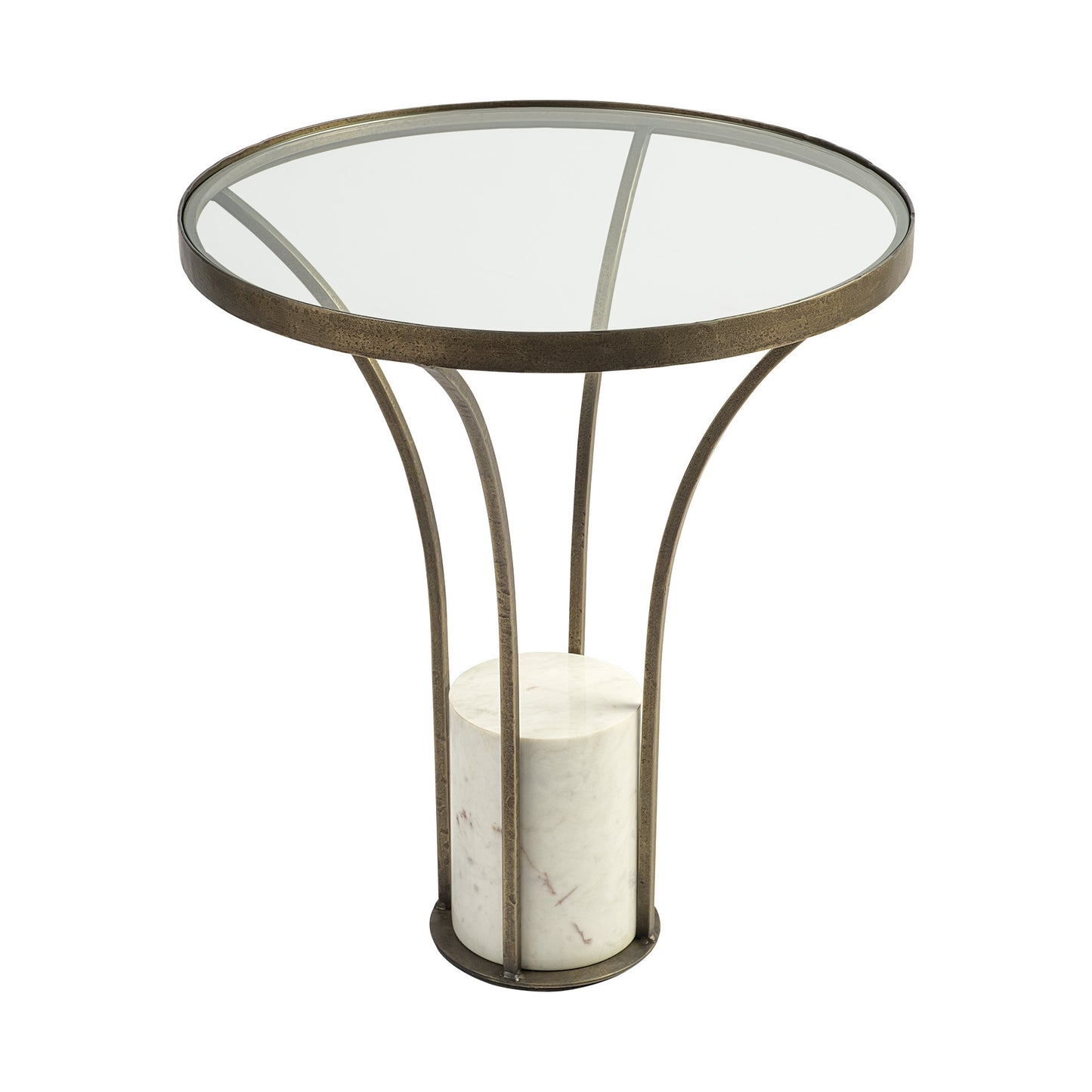 24" Black And White Glass Round End Table