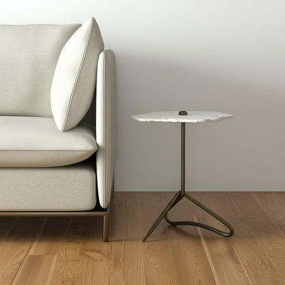 23" Gold And White Marble End Table