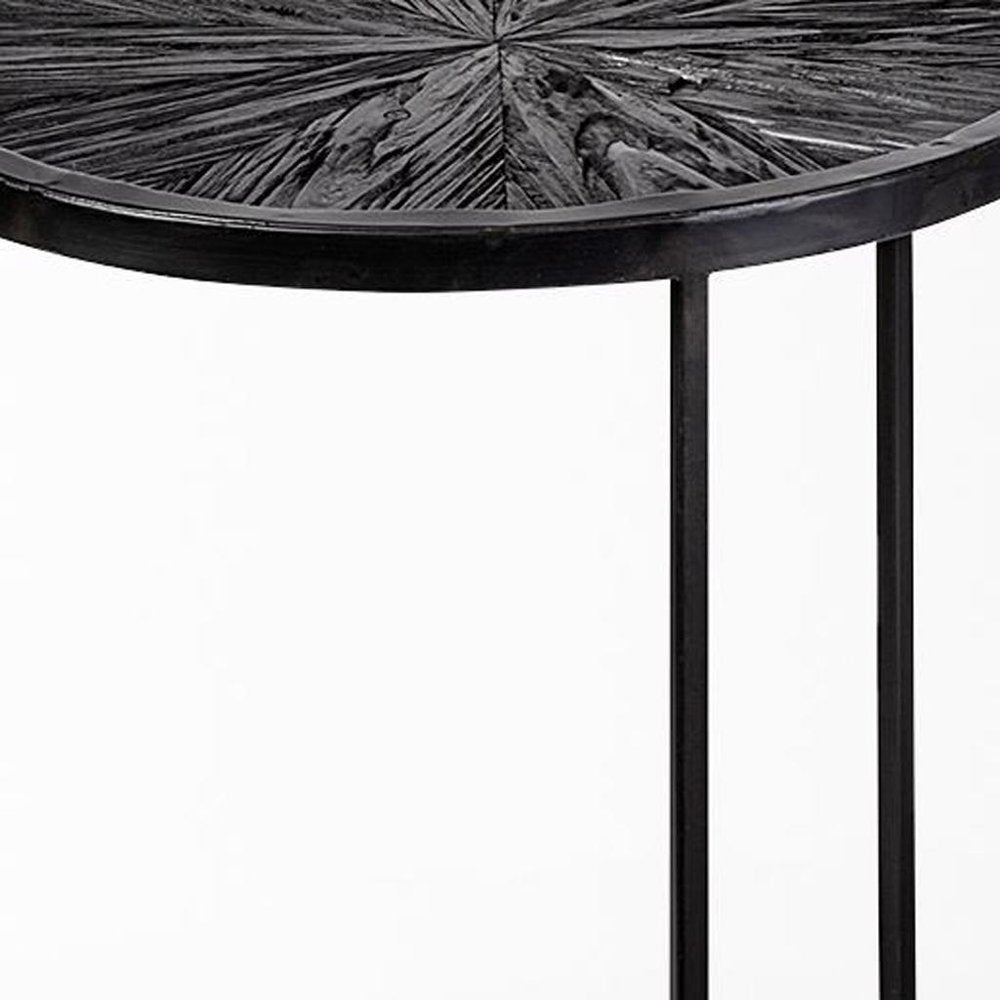 Set of Two 20" Black Round End Table