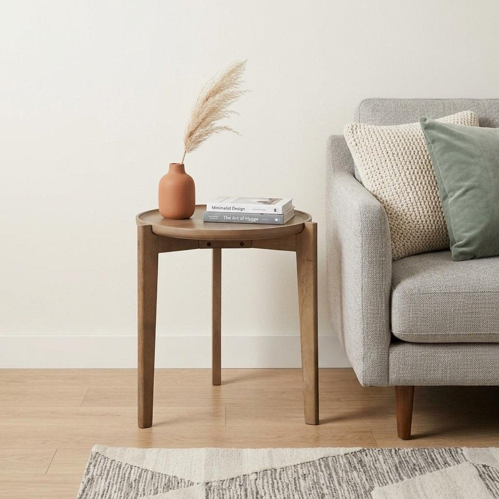 24" Brown Round End Table