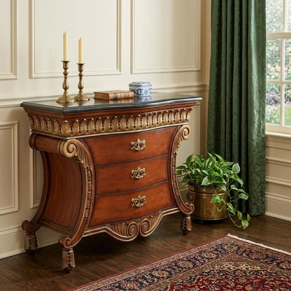 48" Brown and Black Solid Wood Three Drawer Sideboard