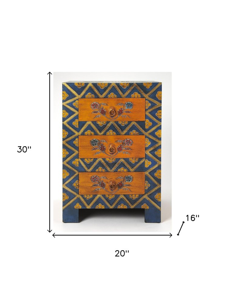 Stylish Hand Painted 3 Drawer Accent Cabinet