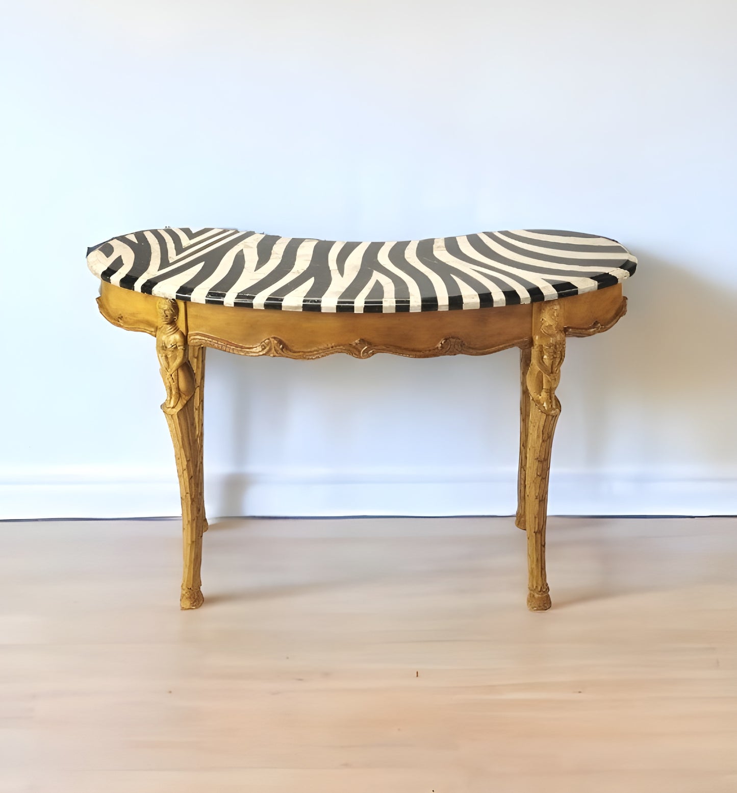 48" Black and White and Brown Kidney Writing Desk