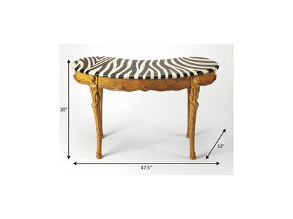48" Black and White and Brown Kidney Writing Desk