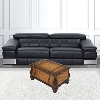 38" Brown Wood Coffee Table With Drawer