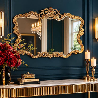 27" Gold Ornate Scroll Framed Accent Mirror