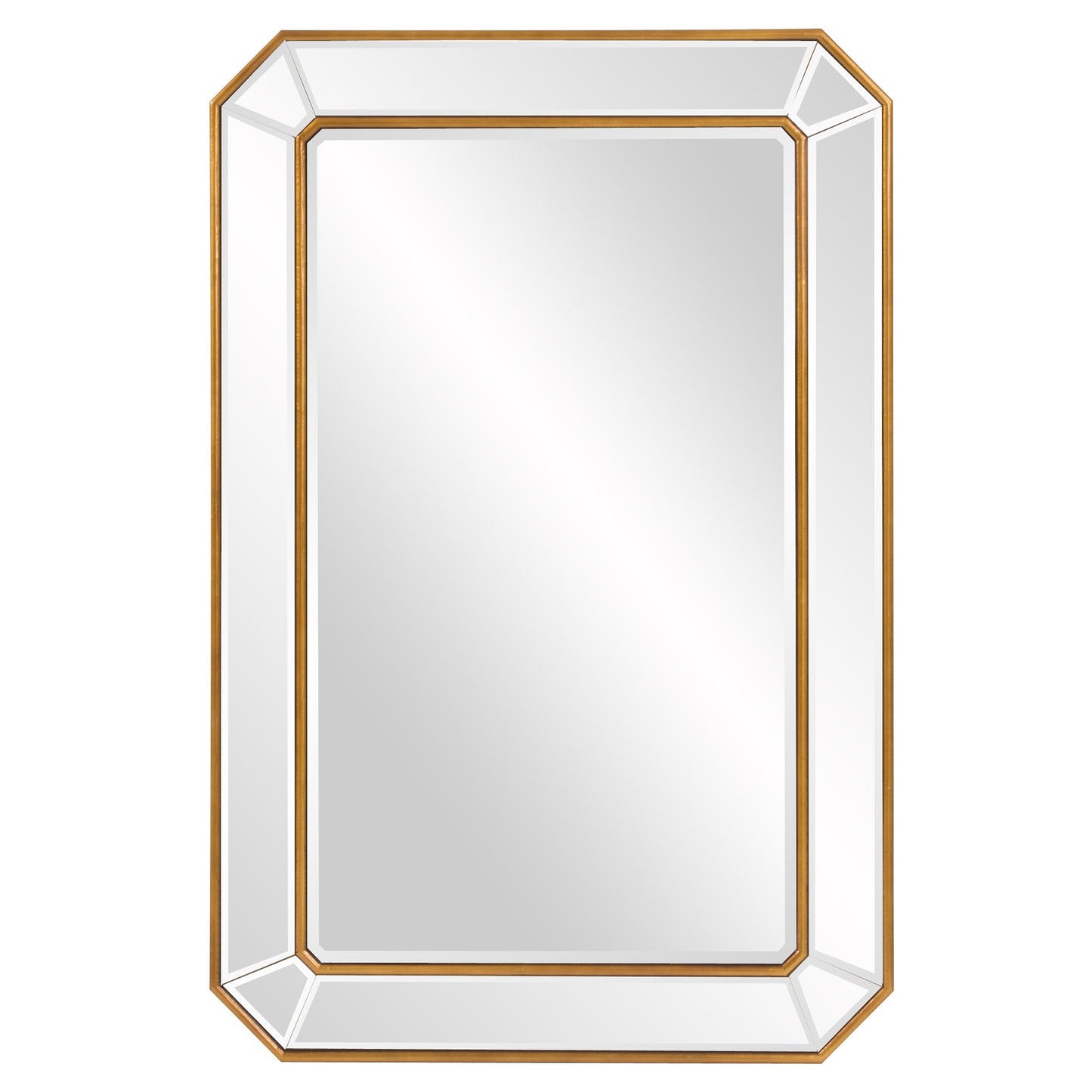 Recatngle Gold Leaf Mirror With Angled Corners Frame