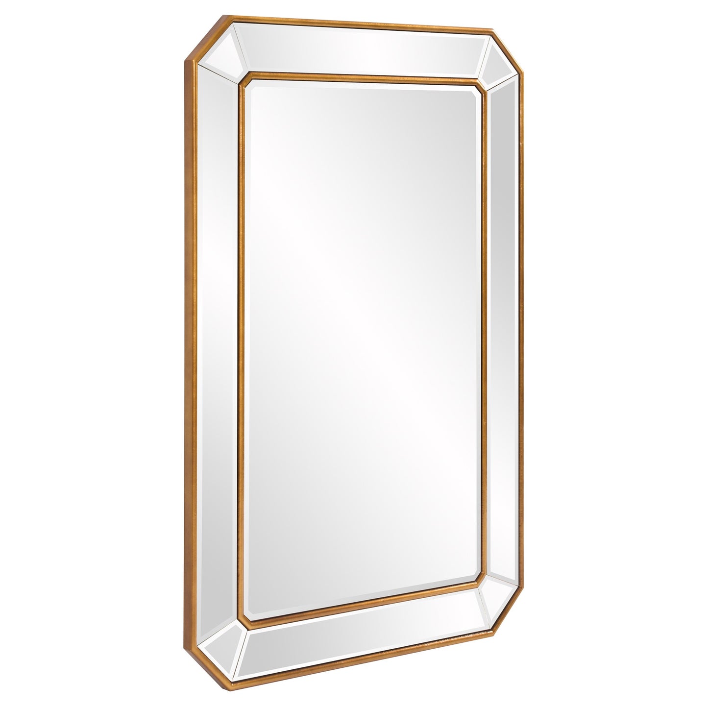 Recatngle Gold Leaf Mirror With Angled Corners Frame