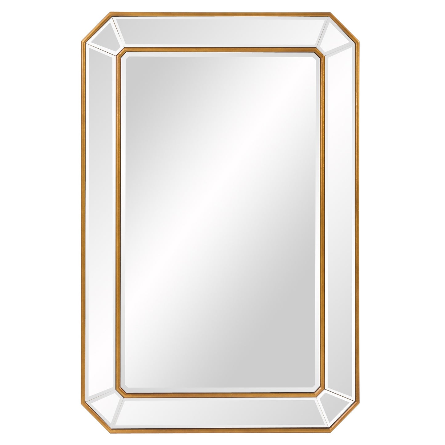 Recatngle Gold Leaf Mirror With Angled Corners Frame