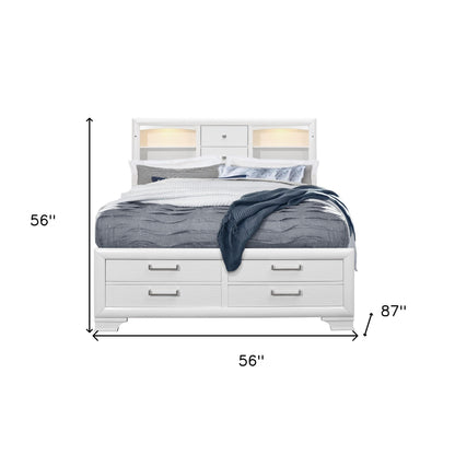 White Solid Wood Full Eight Drawers Bed