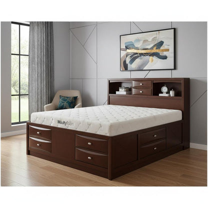 Solid Wood Full Espresso Eight Drawers Bed