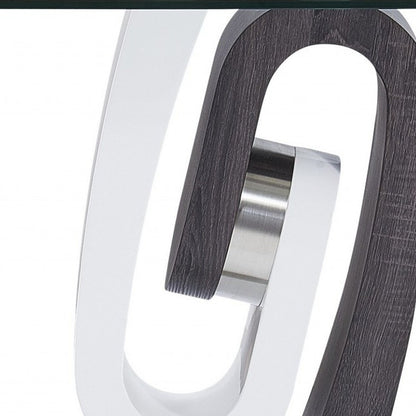 23" White Gray And Clear Glass and Wood Square Pedestal End Table