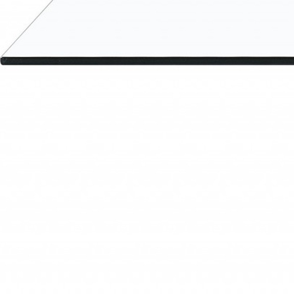 48" Clear Gray and White Glass And Steel Mod Coffee Table