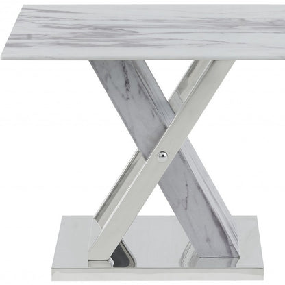 18" Silver And White Solid and Manufactured Wood Square End Table