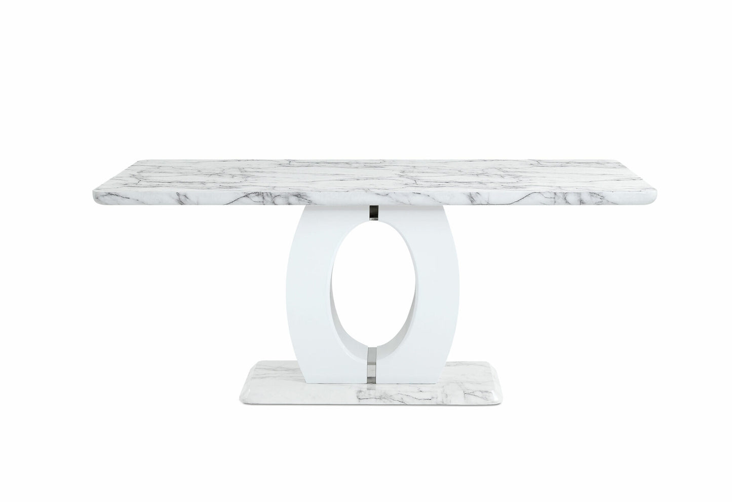 71" White Marble Pedestal Base Dining Table