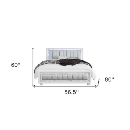 White Faux Leather Upholstered Full Bed Frame With No