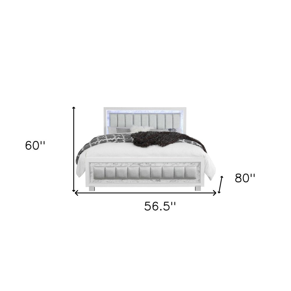 White Faux Leather Upholstered Full Bed Frame With No